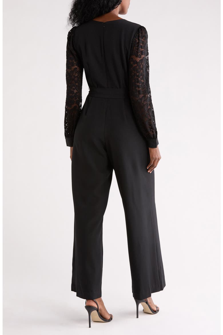 Lace Long Sleeve Jumpsuit, Alternate, color, BLACK
