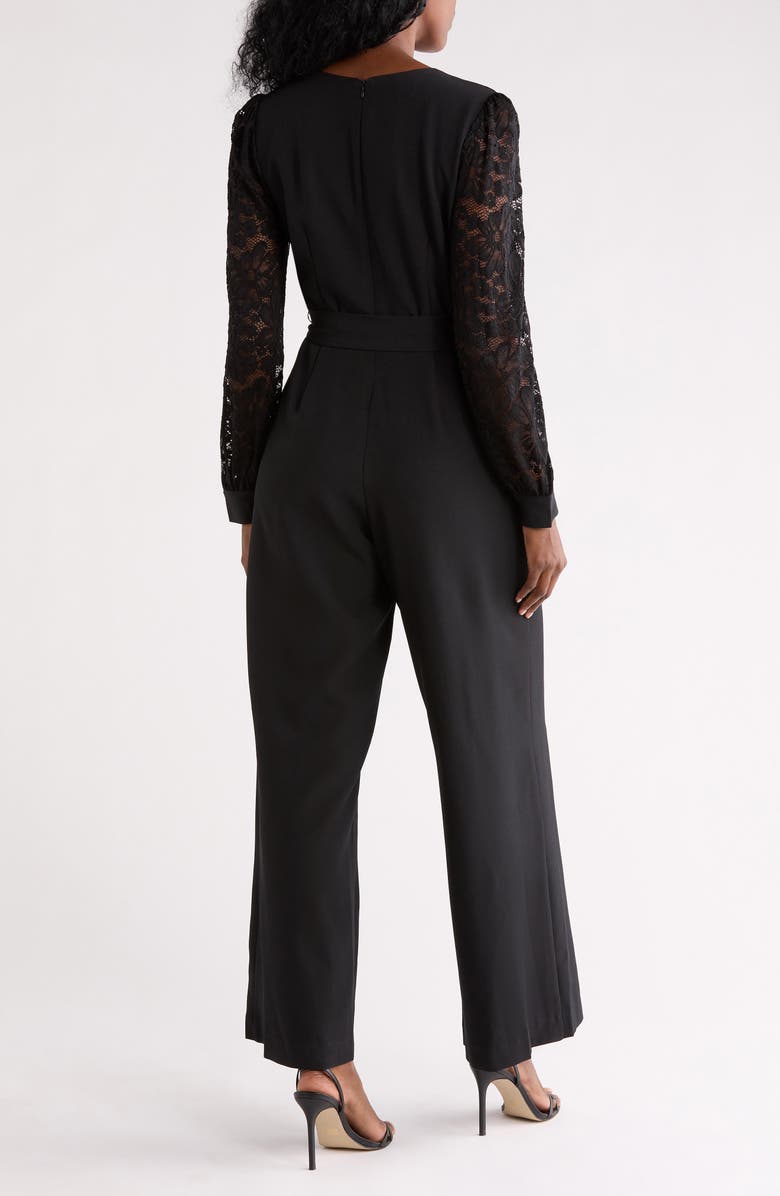 Julia Jordan Lace Long Sleeve Jumpsuit, Alternate, color, Black