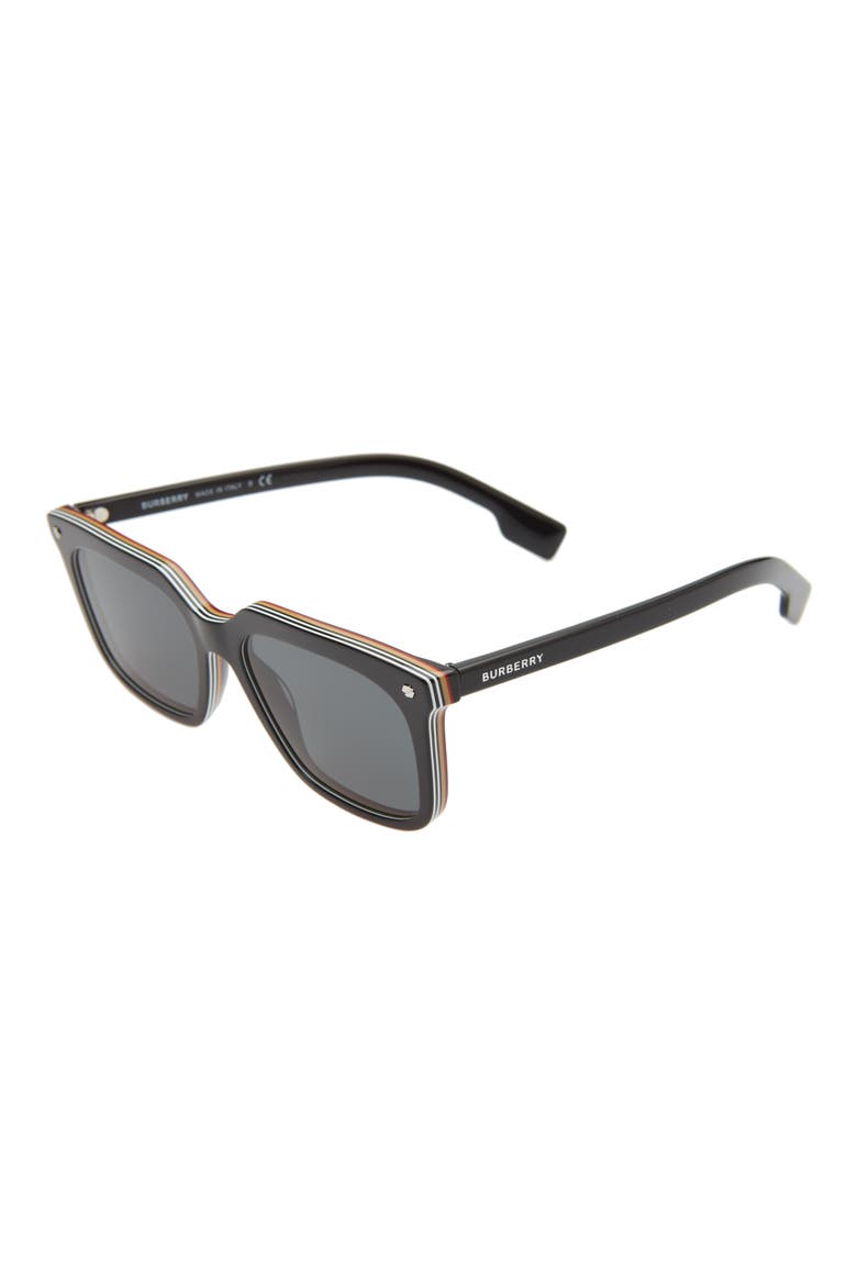 56mm Square Sunglasses, Alternate, color, BLACK