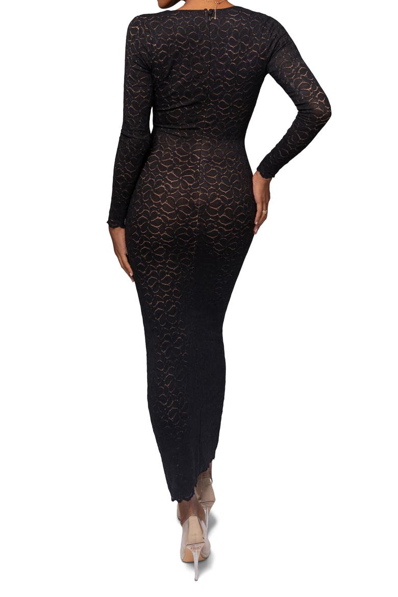 Reunited Lace Long Sleeve Maxi Dress, Alternate, color, BLACK