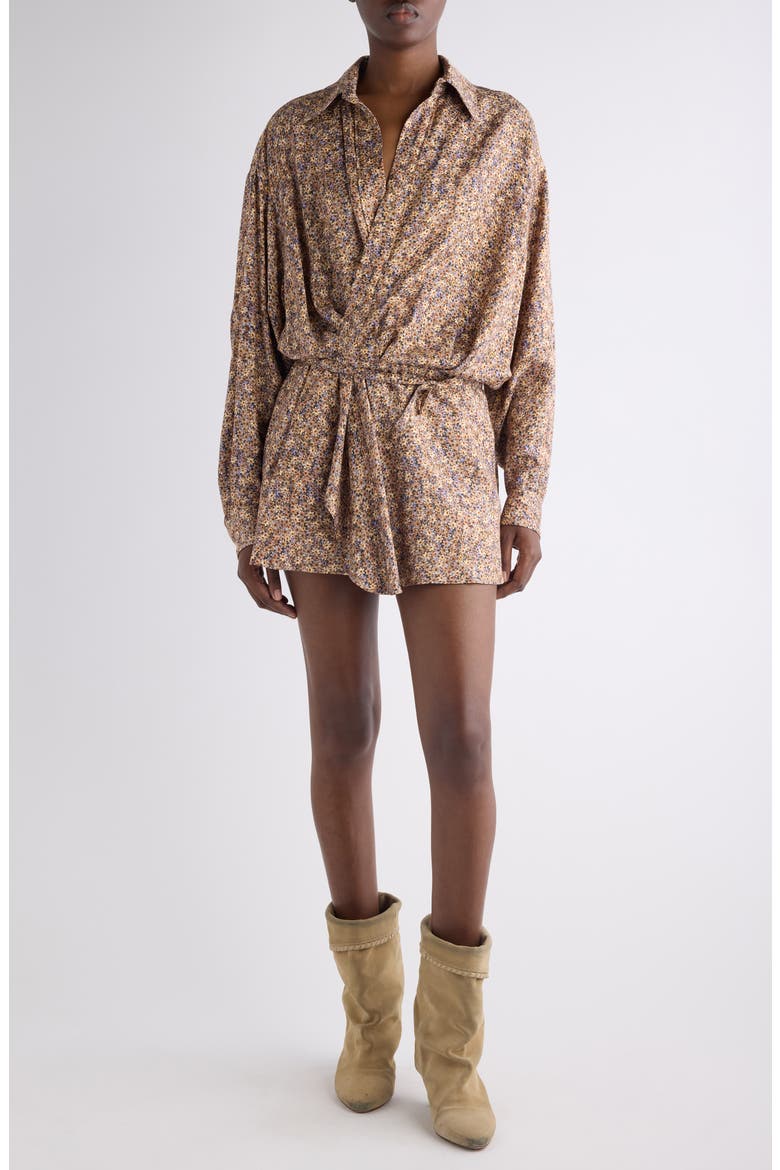 Harmony Floral Long Sleeve Minidress, Main, color, OCHRE