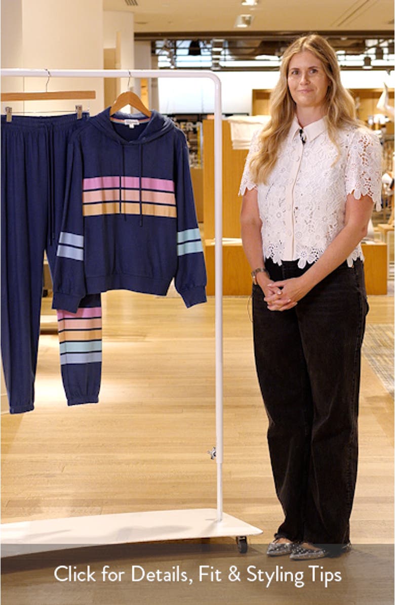 Stripe Pajama Hoodie & Jogger Set, sales video thumbnail