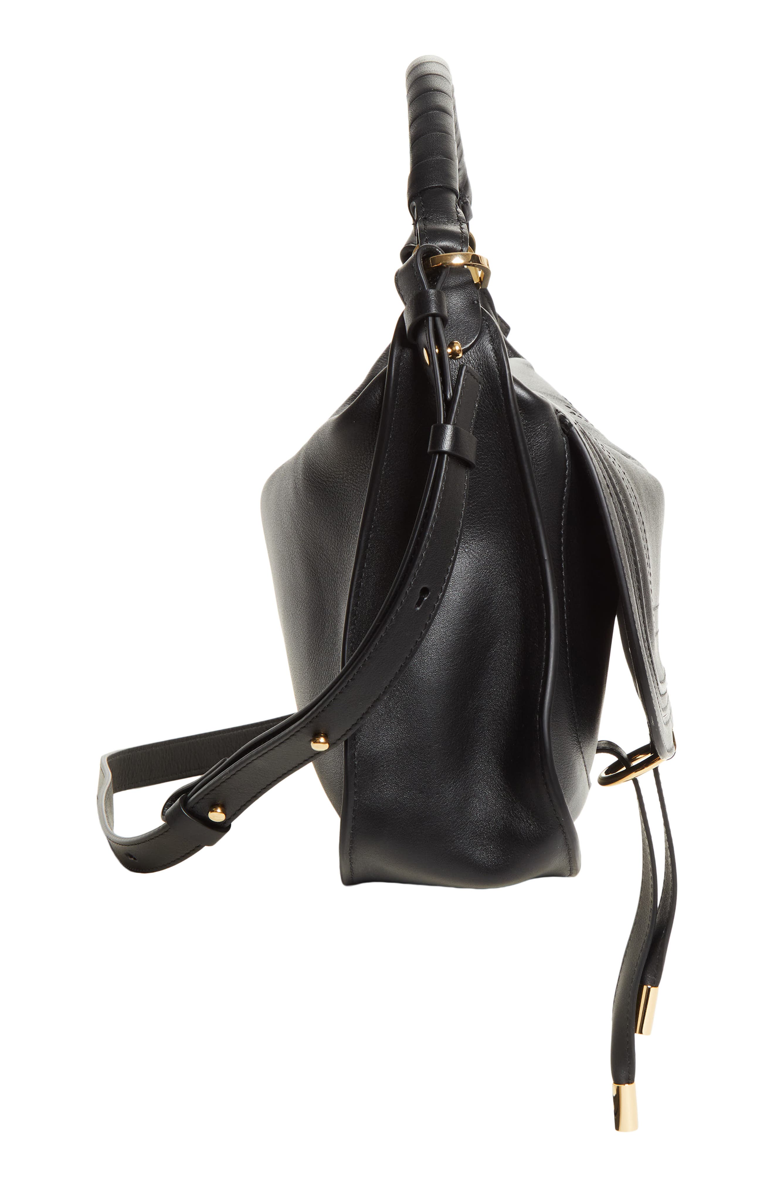 Chloé Small Marcie Leather Shoulder Bag, Alternate, color, Black