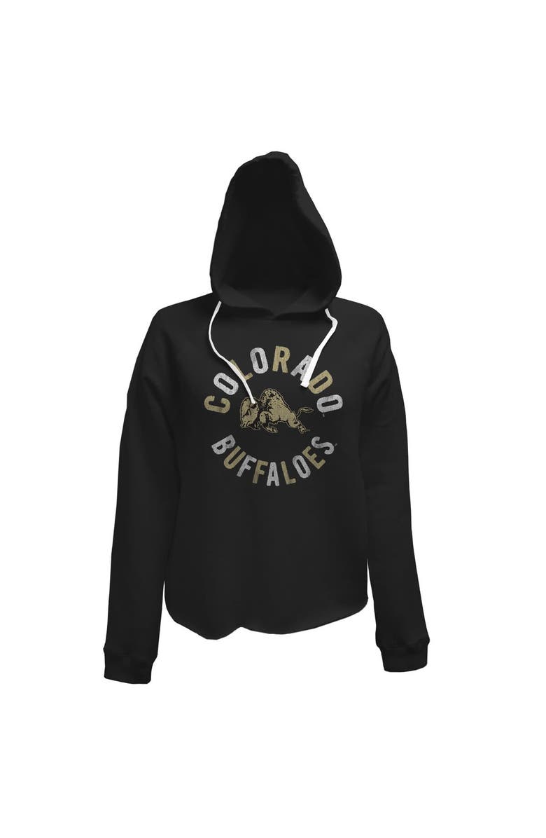 Retro Brand Women's Original Retro Brand Black Colorado Buffaloes Multi-Color Arch Graphic Crop Pullover Hoodie, Main, color,