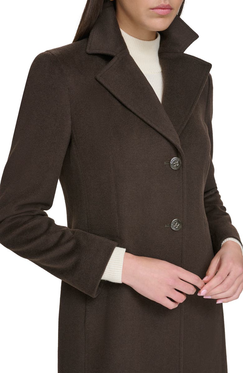 Calvin Klein Notch Wool Blend Coat, Alternate, color, Chocolate