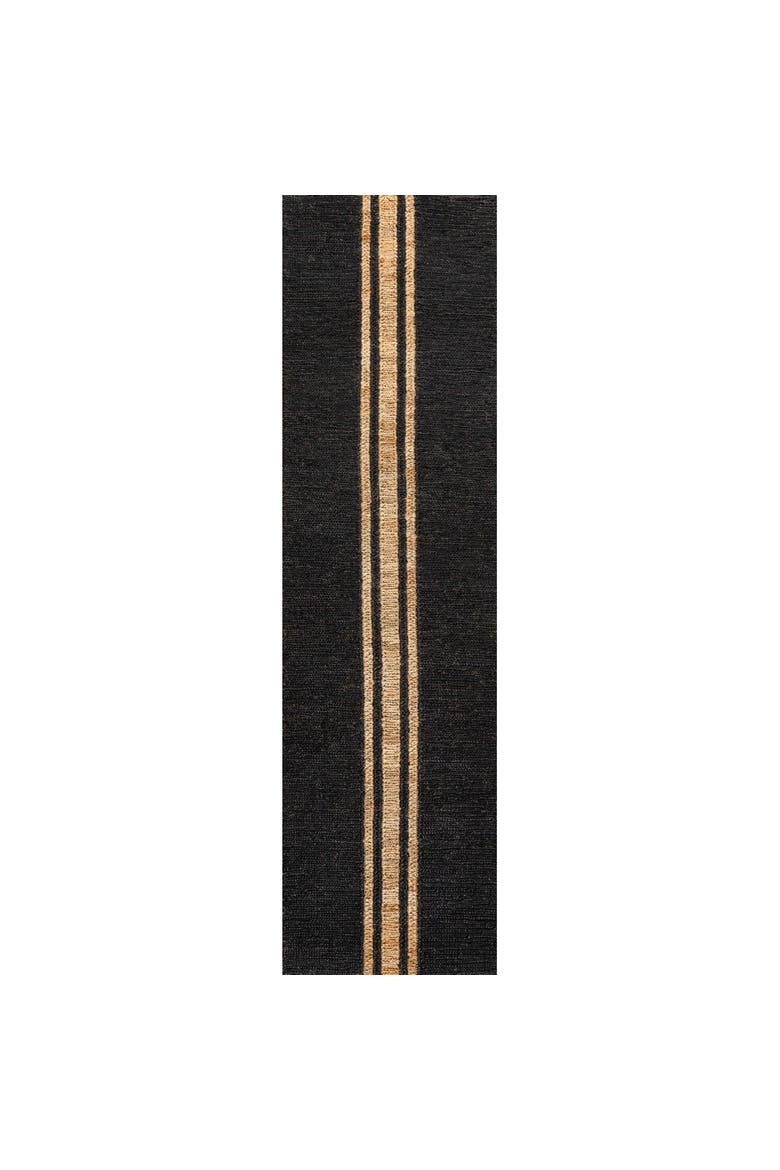 Olivier Rustic Farmhouse Wide Ticking Stripe Jute Area Rug, Alternate, color, Black/Natural