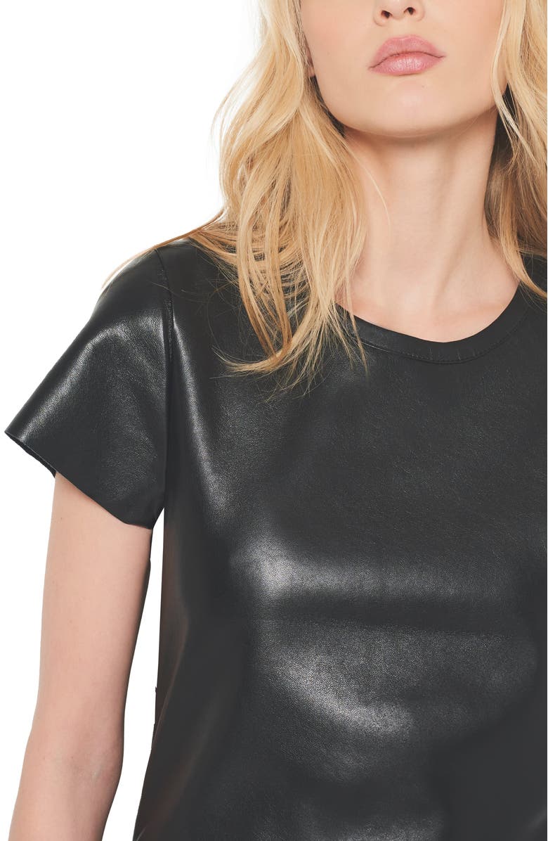 AS by DF New Guard Recycled Leather Tee, Alternate, color, Black