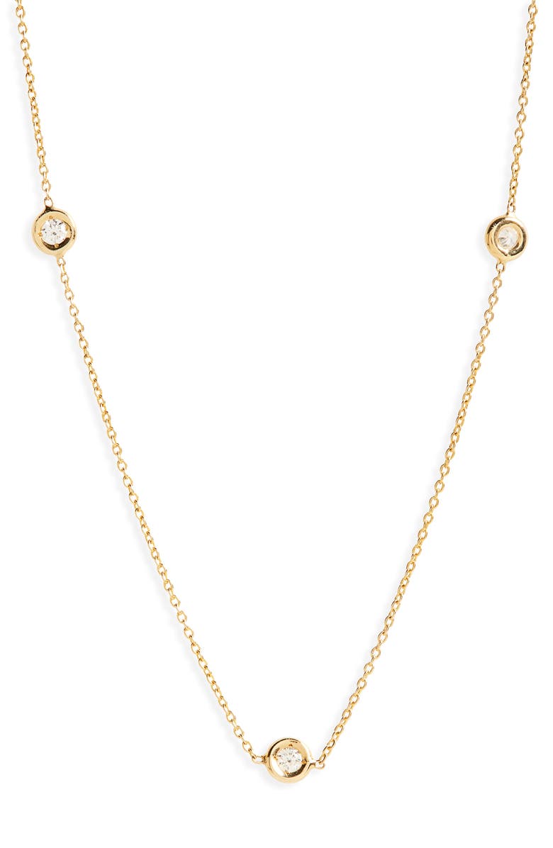 Roberto Coin 3-Station Diamond Necklace, Main, color, Yellow Gold