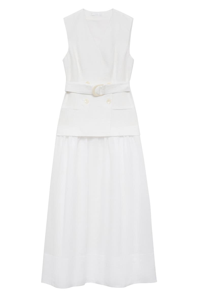Mariona Sleeveless Belted Linen Maxi Dress, Alternate, color, WHITE