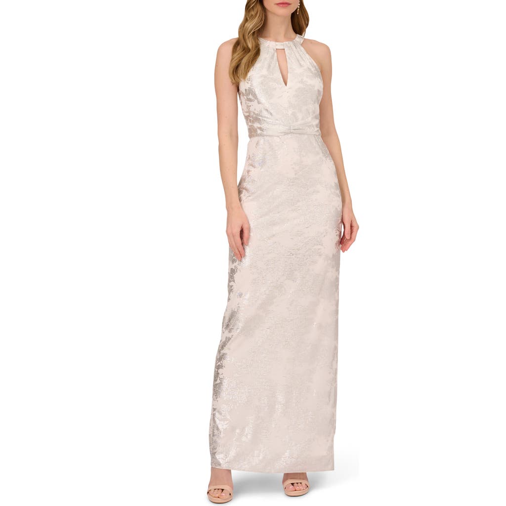 Adrianna Papell Gown In Ivory/silver