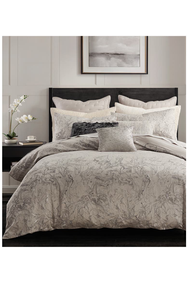 Liquid Marble Duvet Cover, Alternate, color, PLATINUM