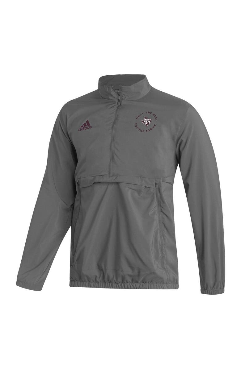 adidas Men's adidas Gray Texas A&M Aggies AEROREADY Half-Zip Jacket, Alternate, color, Gray
