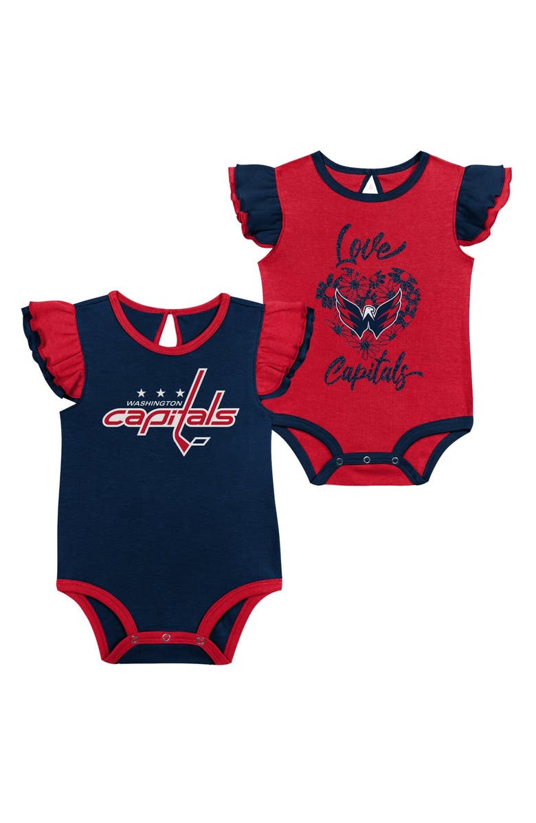 Outerstuff Girls Infant Red/Navy Washington Capitals Two-Pack Training Bodysuit Set, Main, color, Red