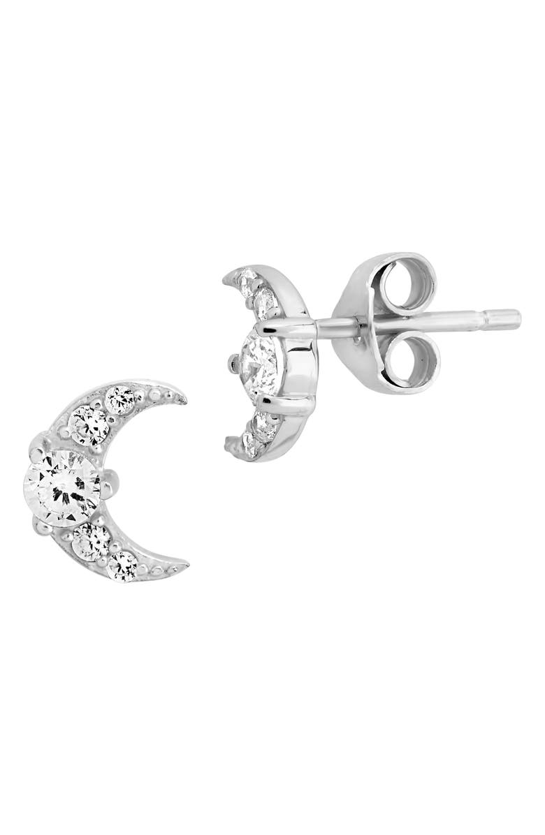 Sterling Forever Crescent Moon Stud Earrings, Alternate, color, 