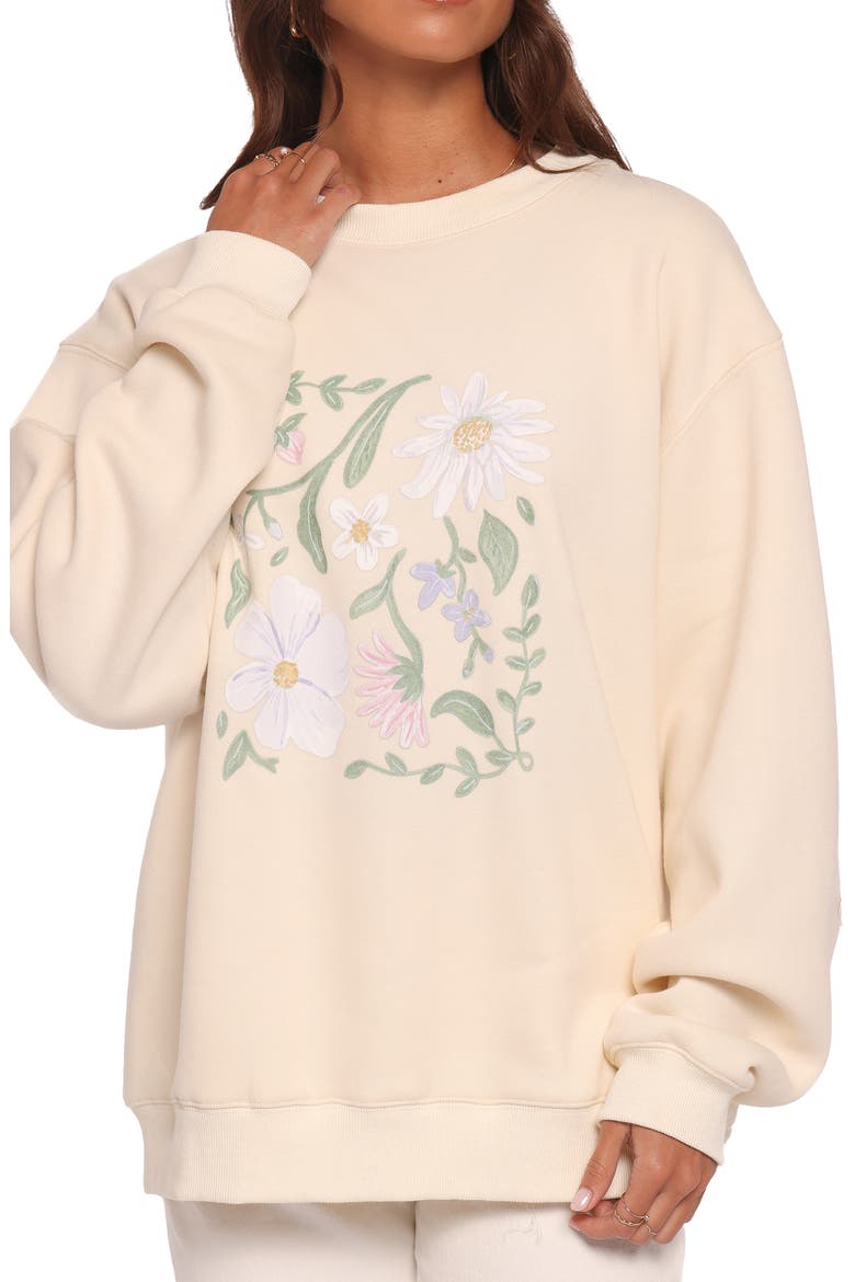 Flower Garden Graphic Sweatshirt, Alternate, color, CREAM
