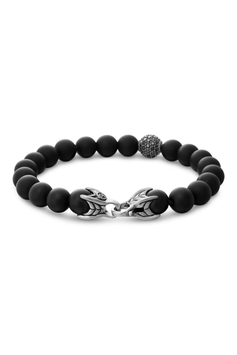 Spiritual Beads Bracelet in Sterling Silver with Pavé Station, Alternate, color, BLACK