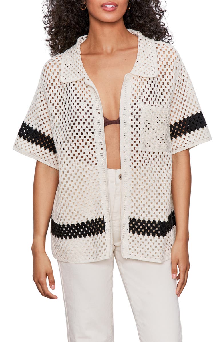 Sanctuary Crochet Stitch Cotton Resort Shirt, Alternate, color, Macrame