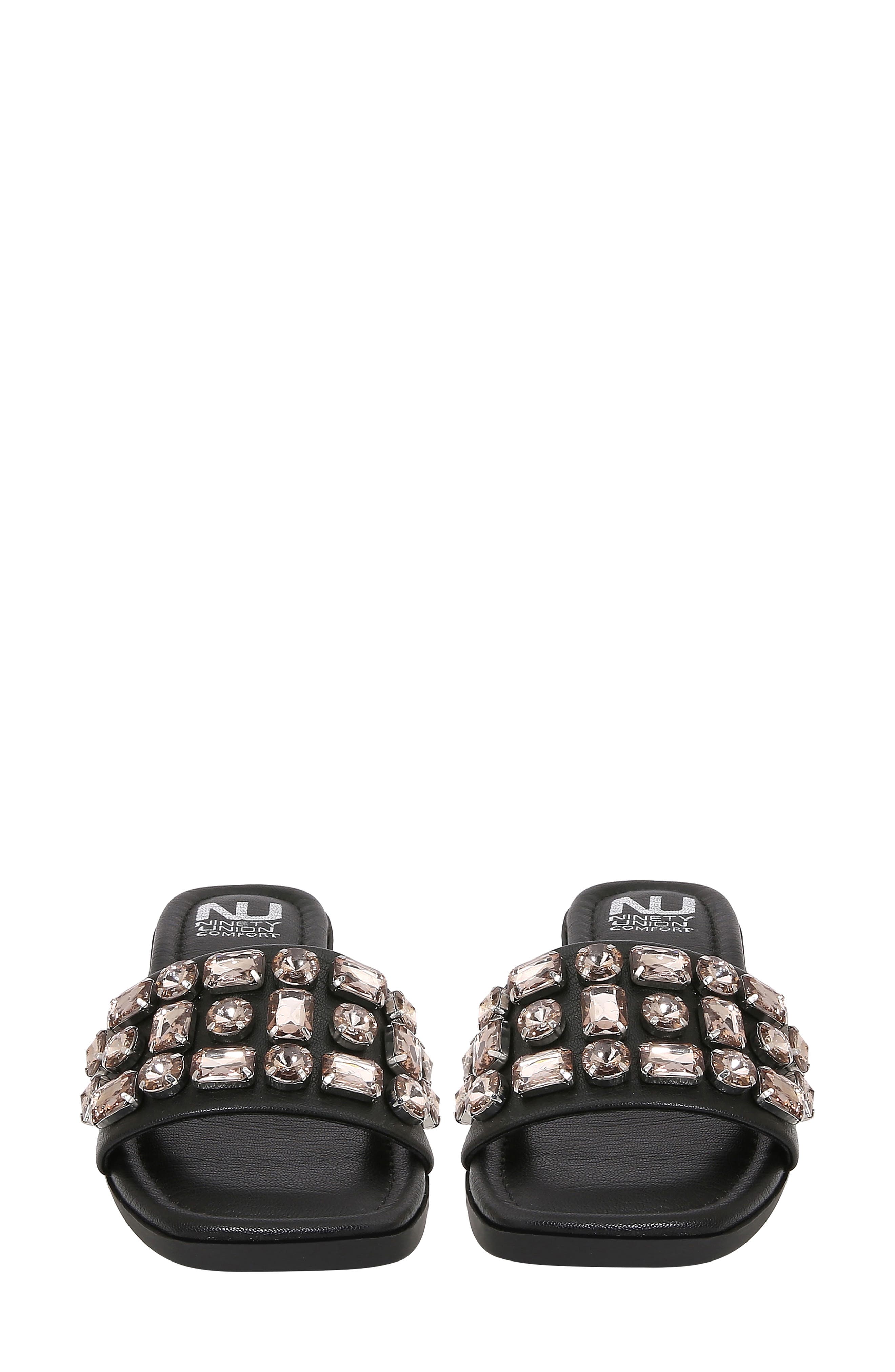 Seasidenr Crystal Embellished Wedge Slide Sandal, Alternate, color, BLACK