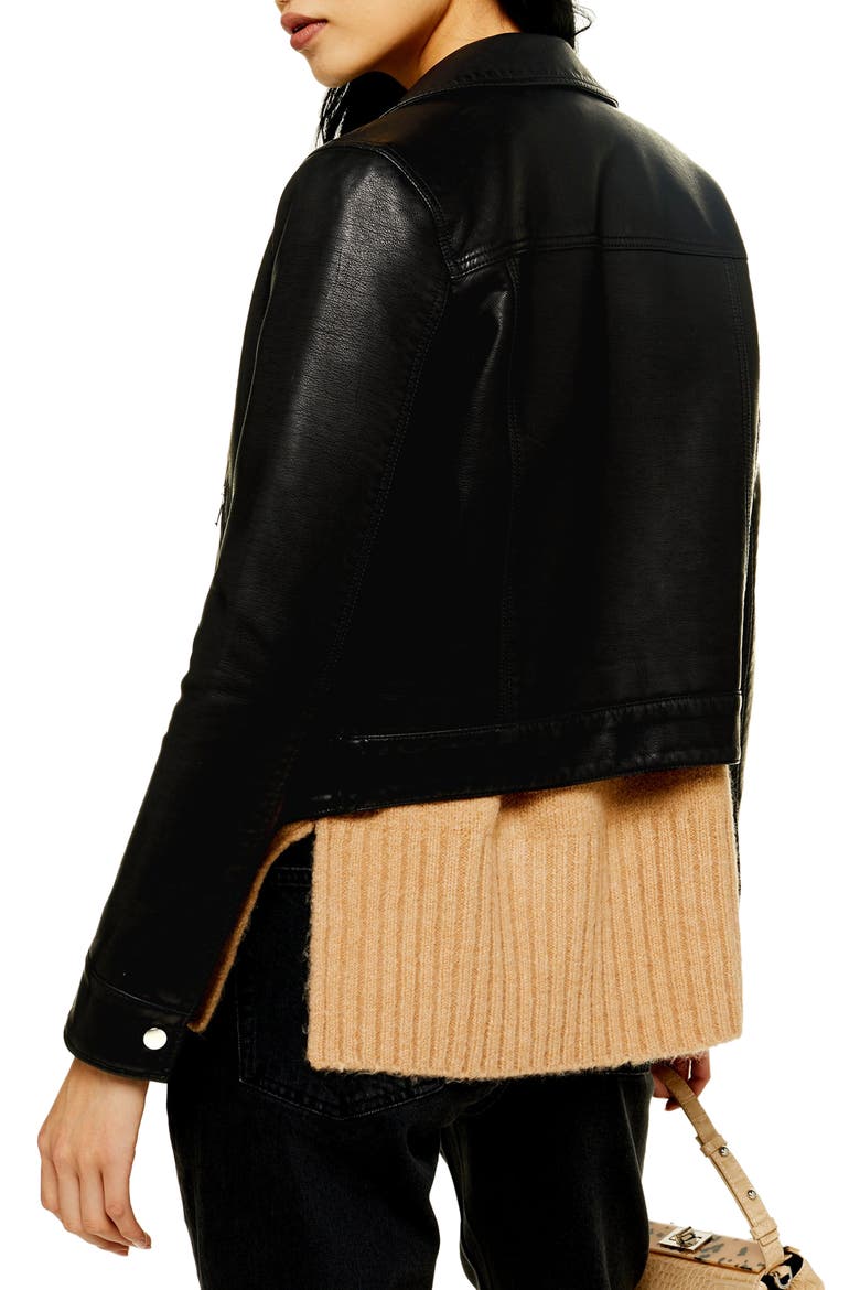 Kota Faux Leather Crop Moto Jacket, Alternate, color, BLACK
