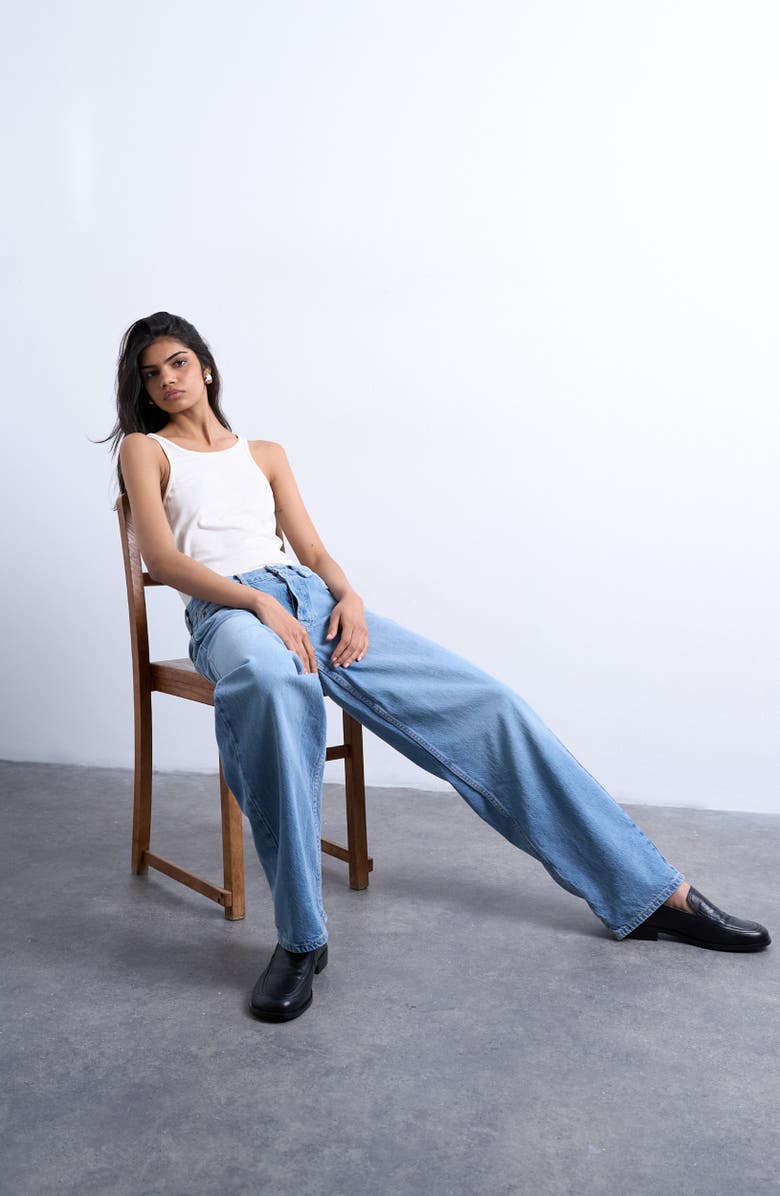 Topshop Lowrie Low Rise Baggy Jeans, Alternate, color, Medium Blue