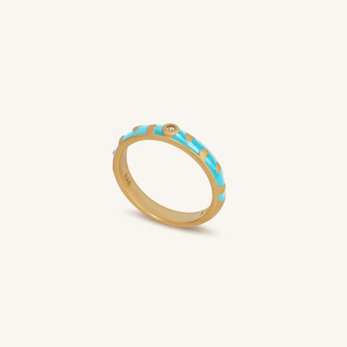 Karma And Luck Illuminated Love Gold Hearts Ring In Turquoise