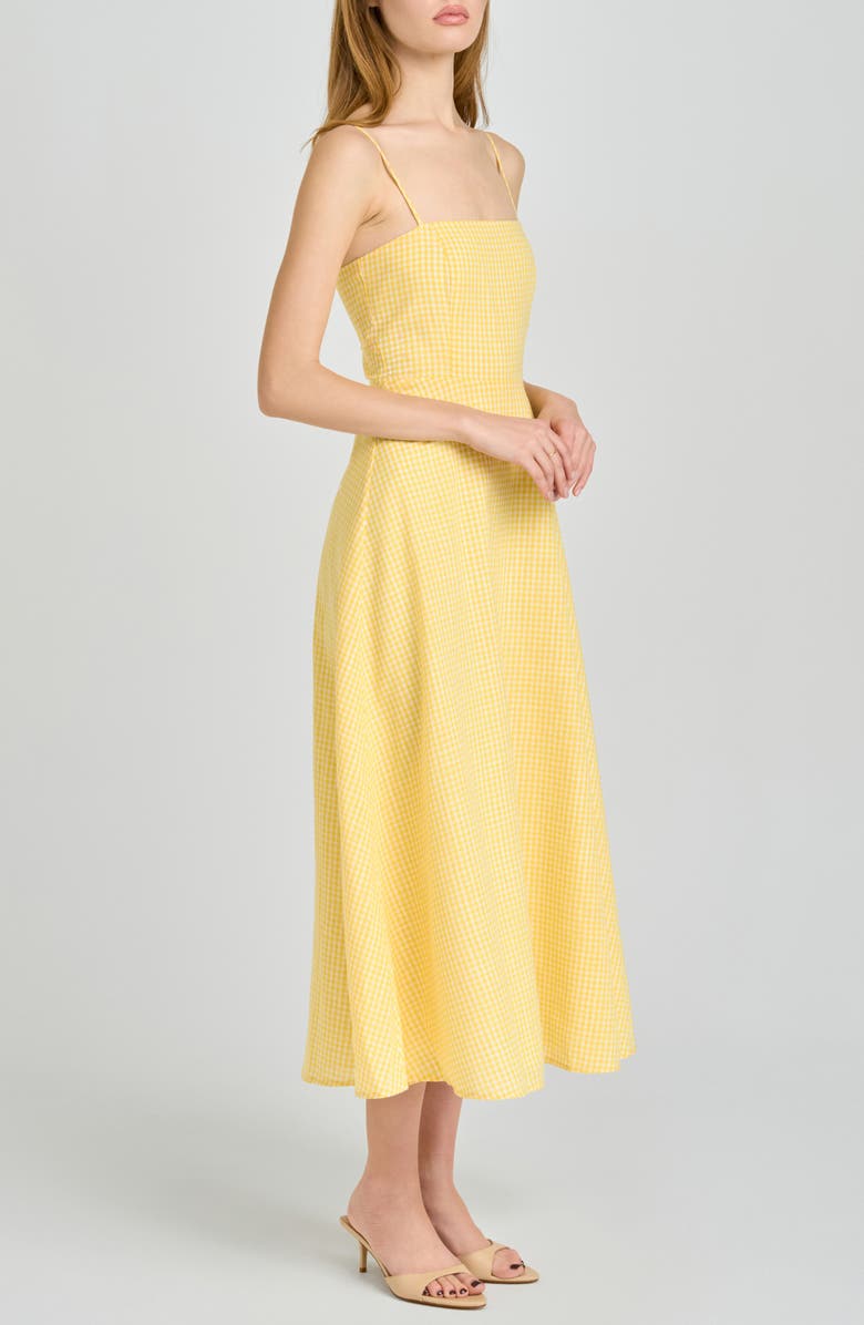 WAYF Josefina Gingham Fit & Flare Midi Dress, Alternate, color, Yellow