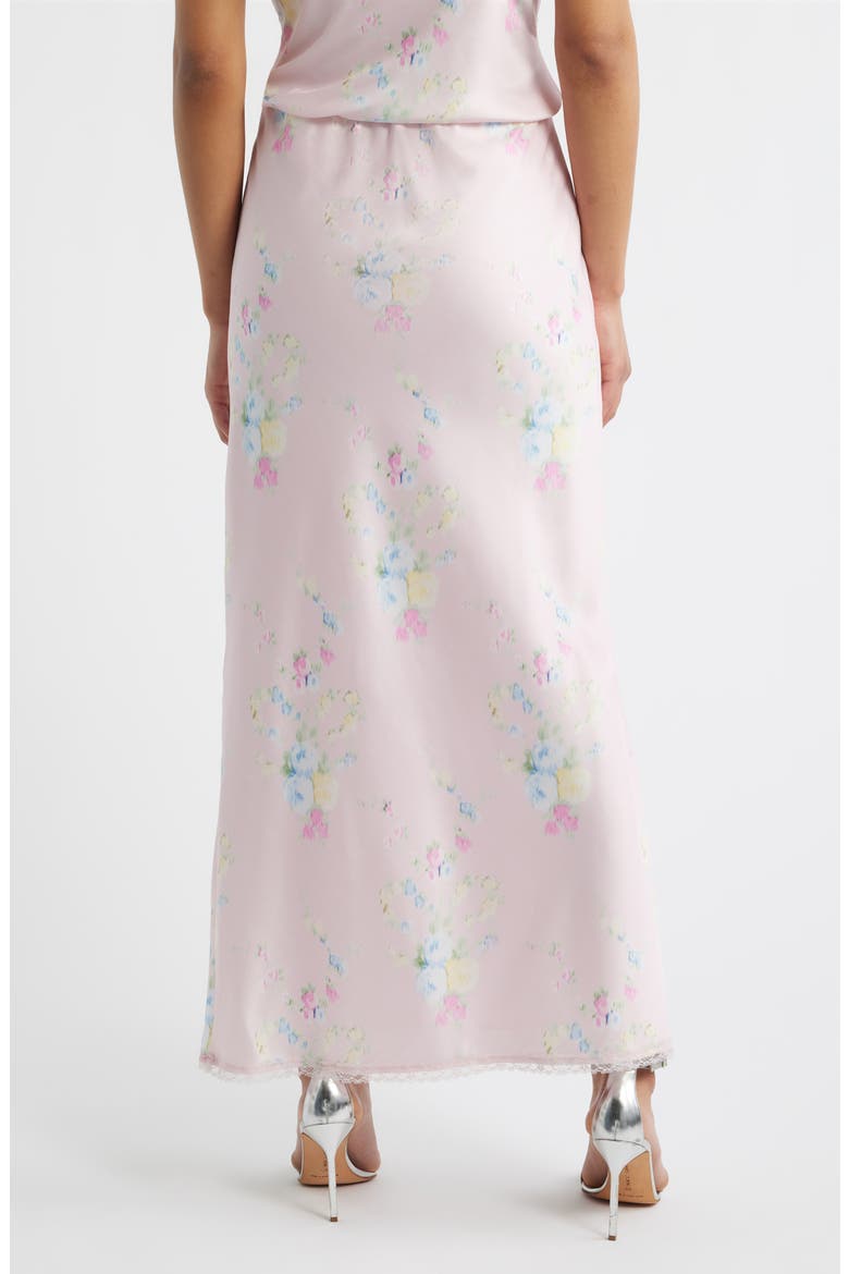 Kalo Floral Satin Maxi Skirt, Alternate, color, ROSY TRELLIS