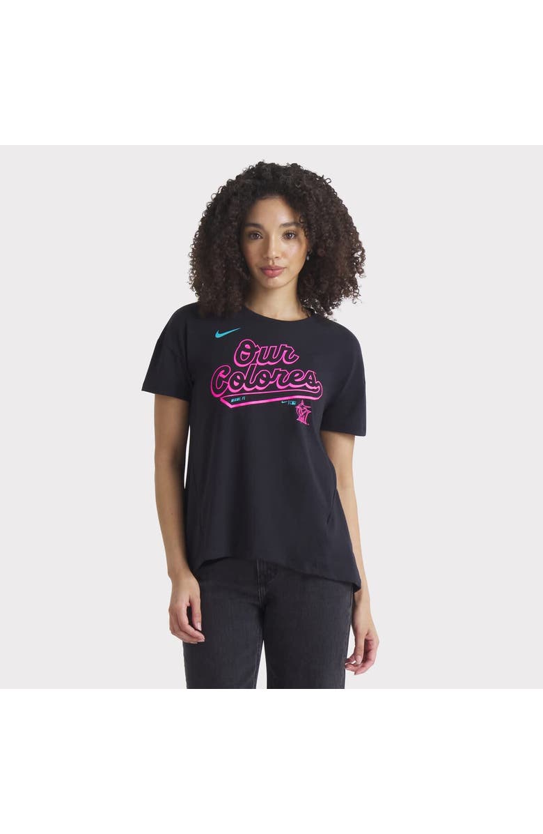 Nike Women's Nike Black Miami Marlins 2025 City Connect Flowy Fashion Tri-Blend Performance T-Shirt, Main, color, Black
