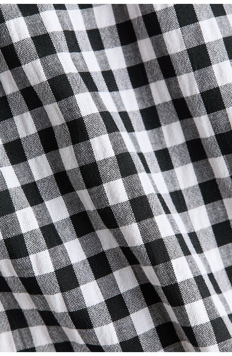 H&M Mama balloon-sleeved midi dress, Alternate, color, Black/Gingham