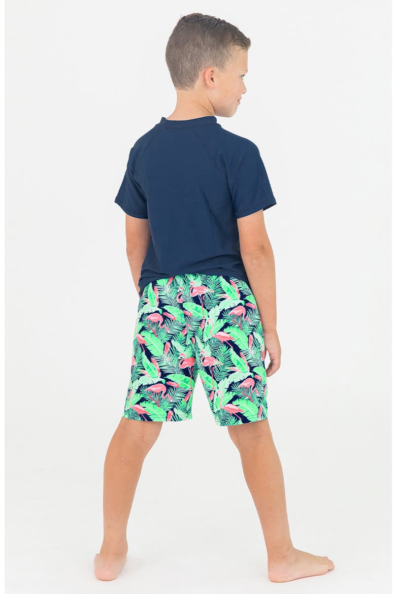 Kids' Flamingo Print Swim Trunks, Alternate, color, FLAMINGO FRENZY