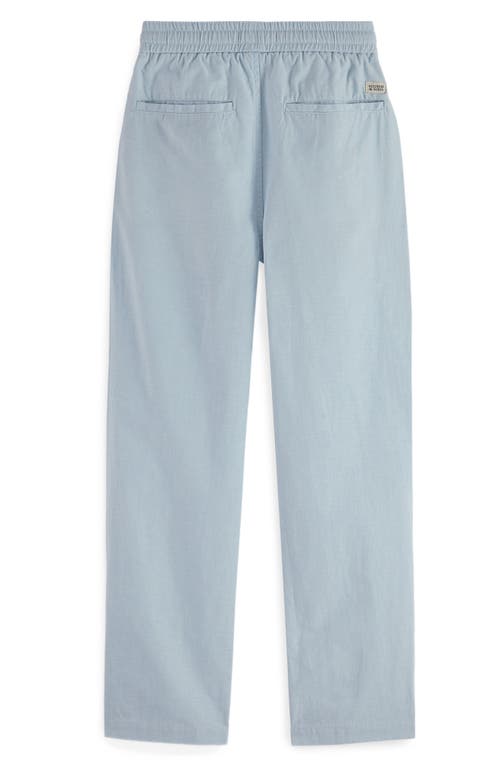 Scotch & Soda Kids' Loose Cotton & Linen Tapered Leg Drawstring Pants In Spring Blue