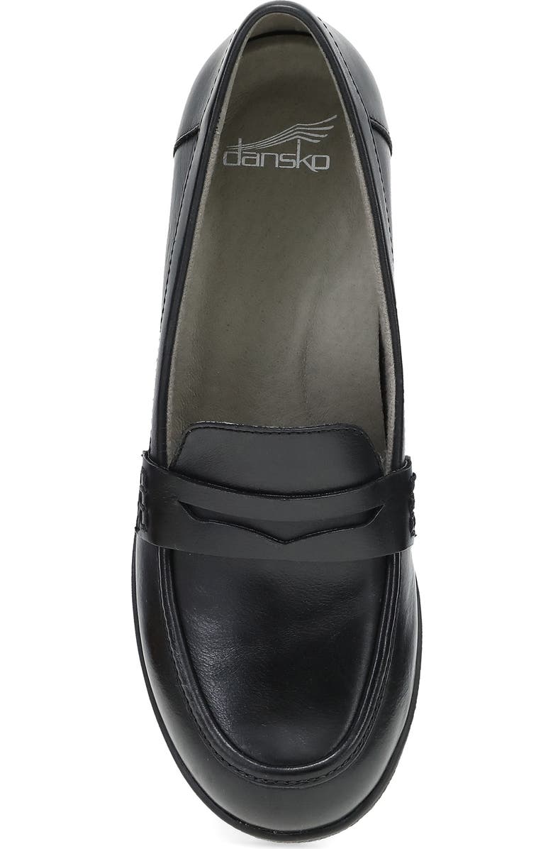 Dansko Danica Waterproof Penny Loafer Pump, Alternate, color, Black Waterproof Burnished