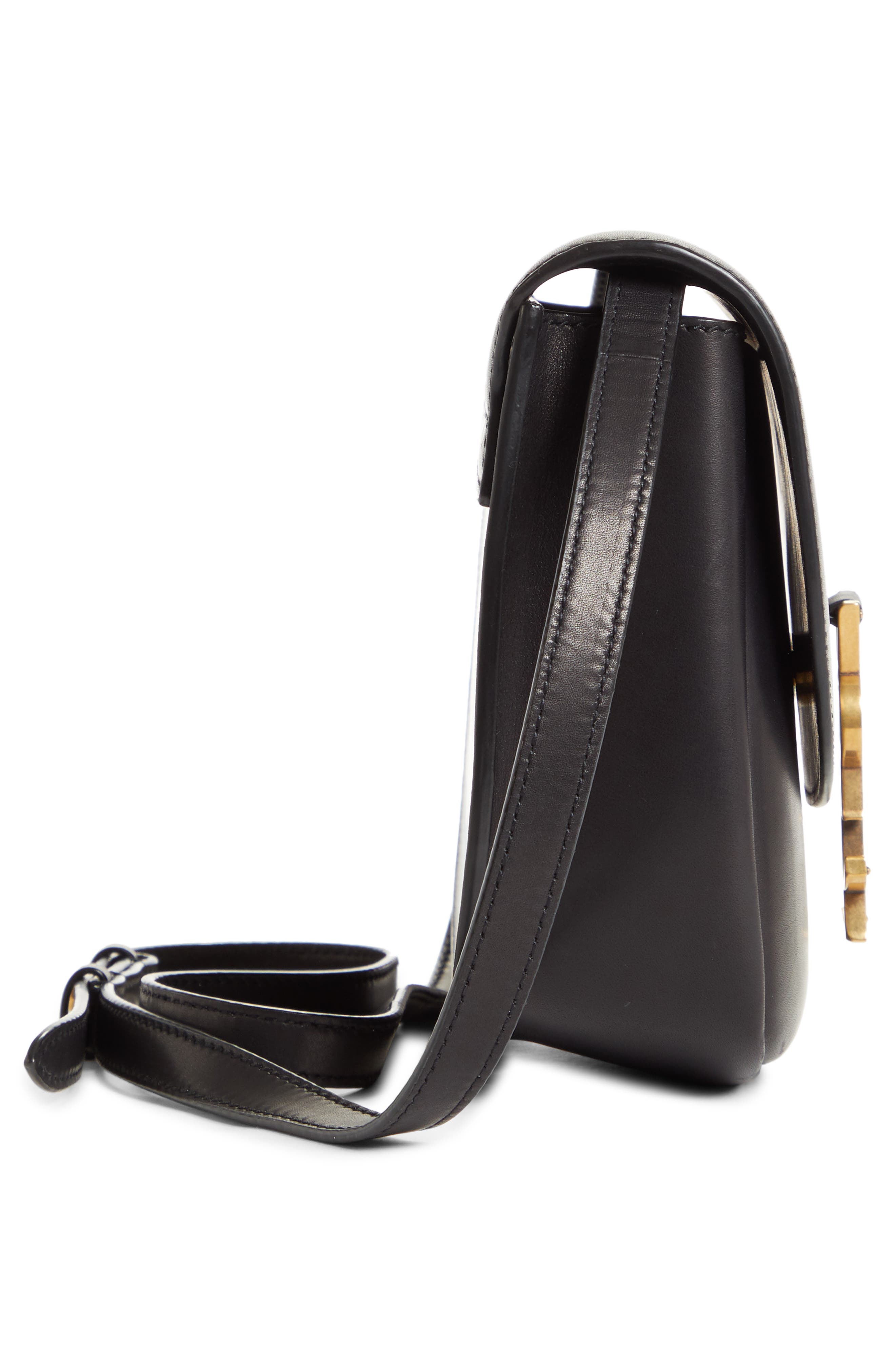 Large Kaia Monogram Leather Crossbody Bag, Alternate, color, NOIR