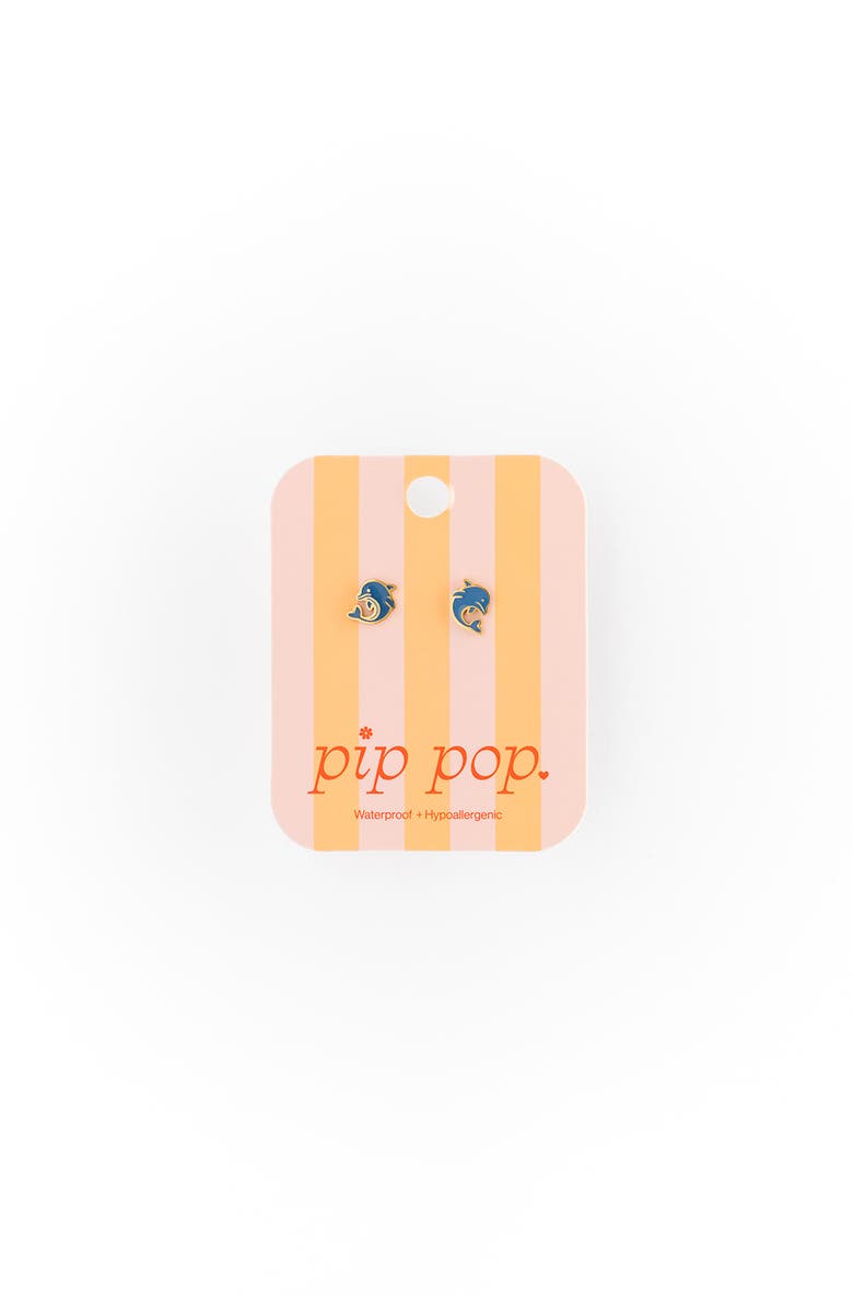 Pip Pop Dolphin Stud Earrings, Alternate, color, Blue