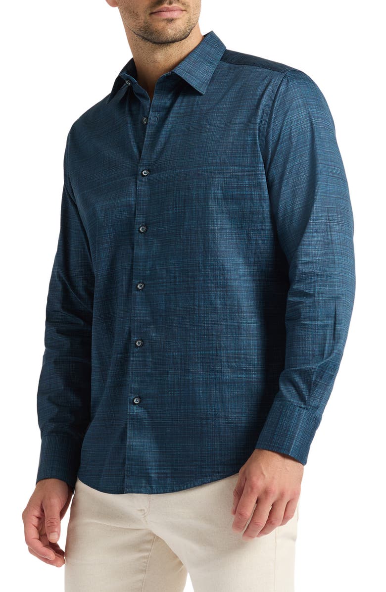 Robert Graham Roth Button-Up Shirt, Alternate, color, Teal