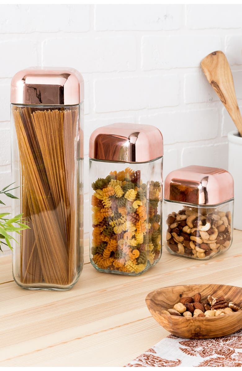 HONEY-CAN-DO Square Storage Jar - Set of 3, Alternate, color, 