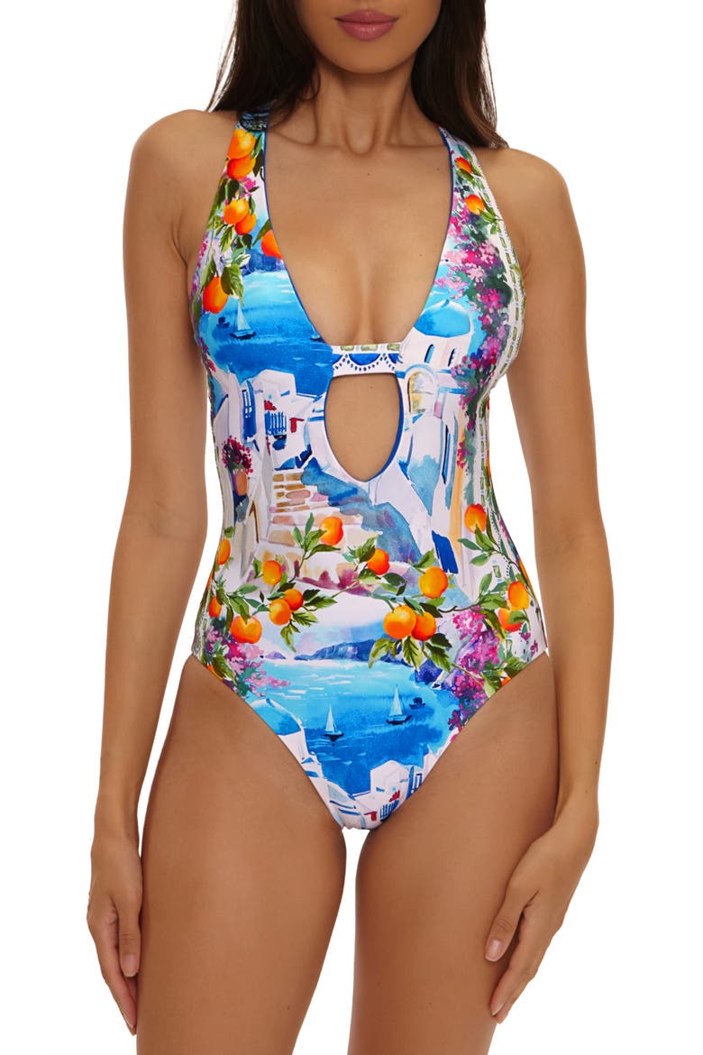 Mykonos Reversible One-Piece Swimsuit, Main, color, BLUE