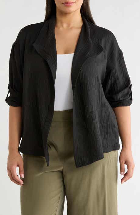 MAX STUDIO Textured Open Front Jacket