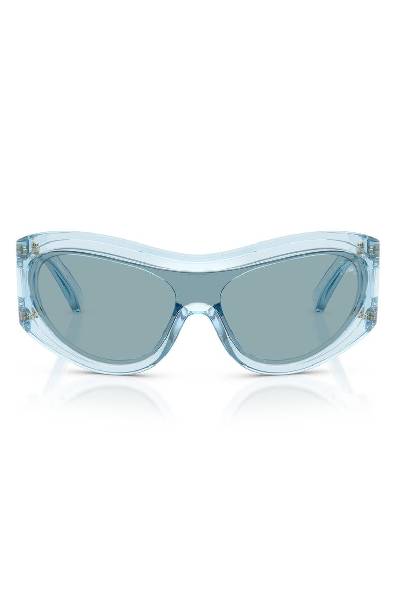 Burberry 138mm Irregular Shield Sunglasses, Main, color, Winter Sky / Blue