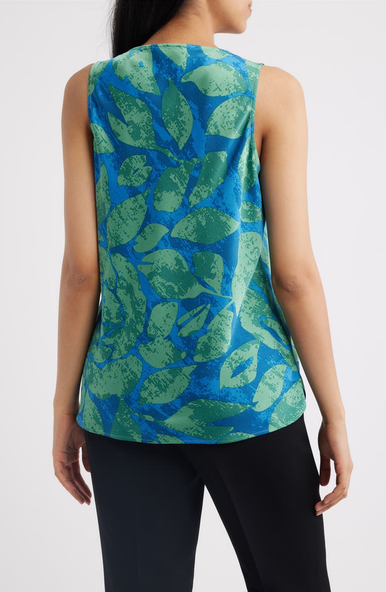 Tahari ASL Print Hammered Satin Sleeveless Top, Alternate, color, Green Blue