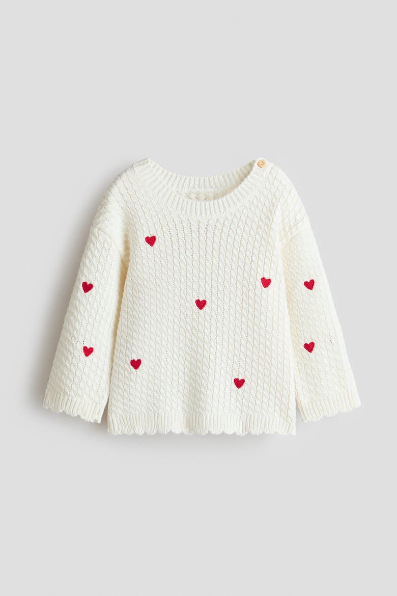 Cotton Jumper, Main, color, Cream/hearts