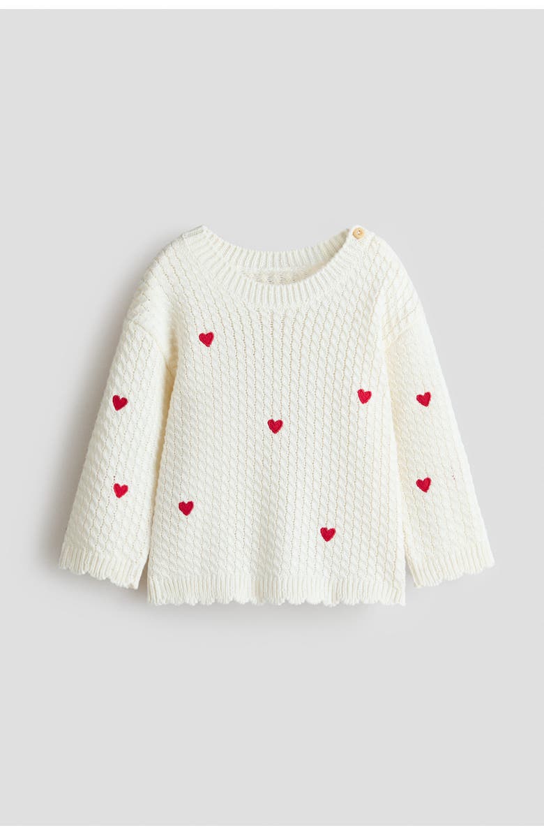 H&M Cotton Jumper, Main, color, Cream/Hearts
