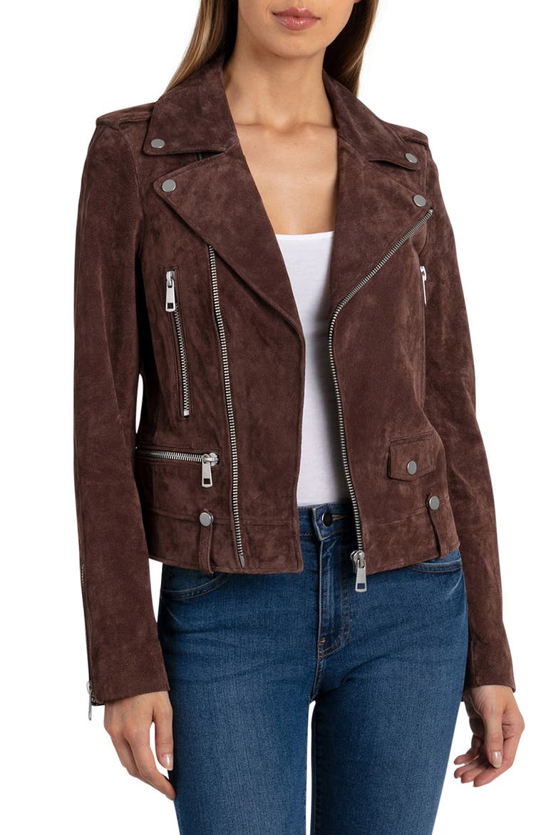 Suede Biker Jacket, Main, color, COCOA