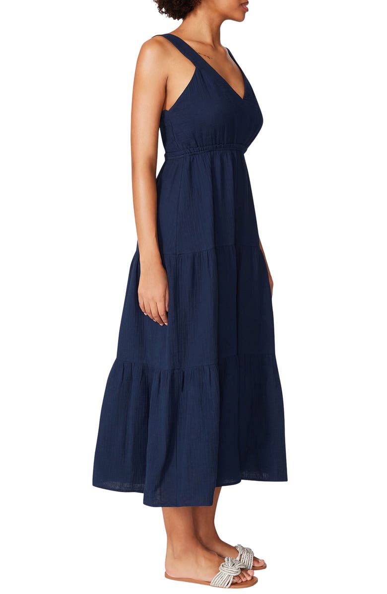 Steve Madden Amira Tiered Cotton Midi Dress, Alternate, color, Oilslick