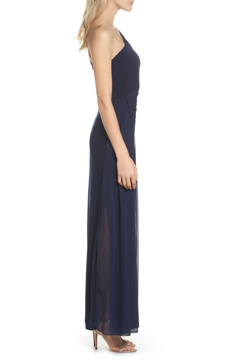 Vince Camuto Chiffon Overlay One-Shoulder Gown, Alternate, color, 