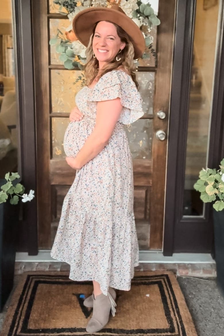 Floral Flutter Midi Dress, Alternate, color, Cream