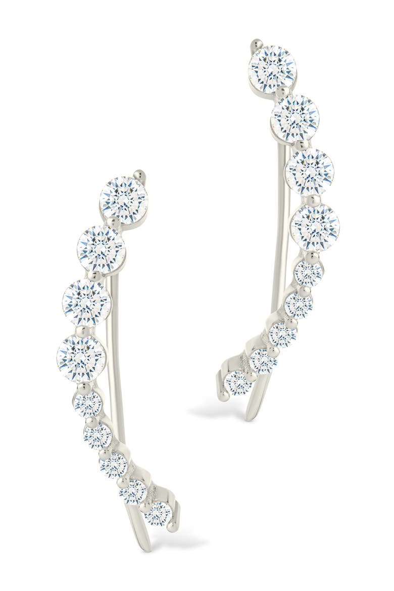 Brilliant Cubic Zirconia Single Ear Crawler, Alternate, color, SILVER