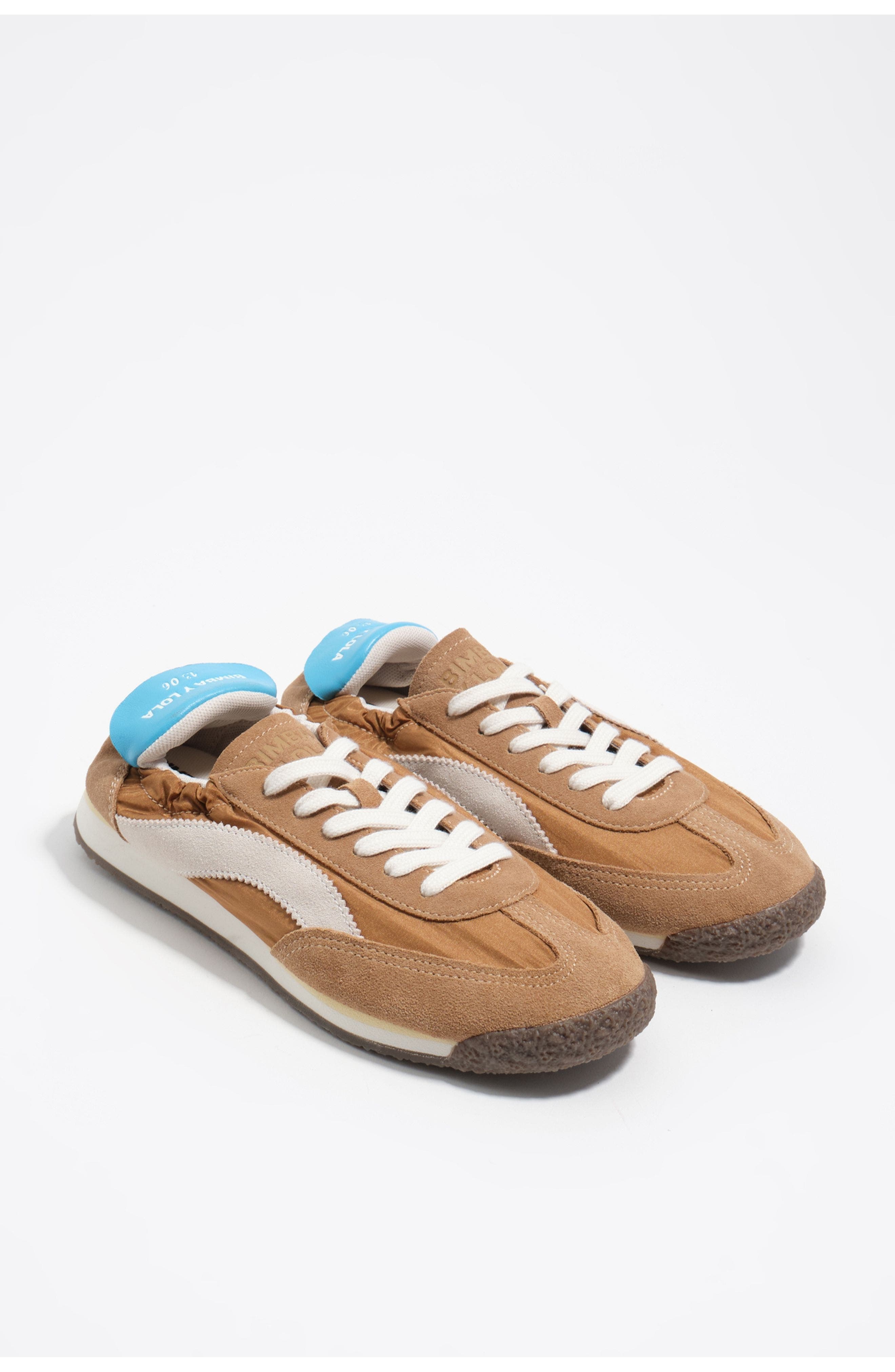 Suede & Nylon Elastic Sneakers, Alternate, color, HONEY