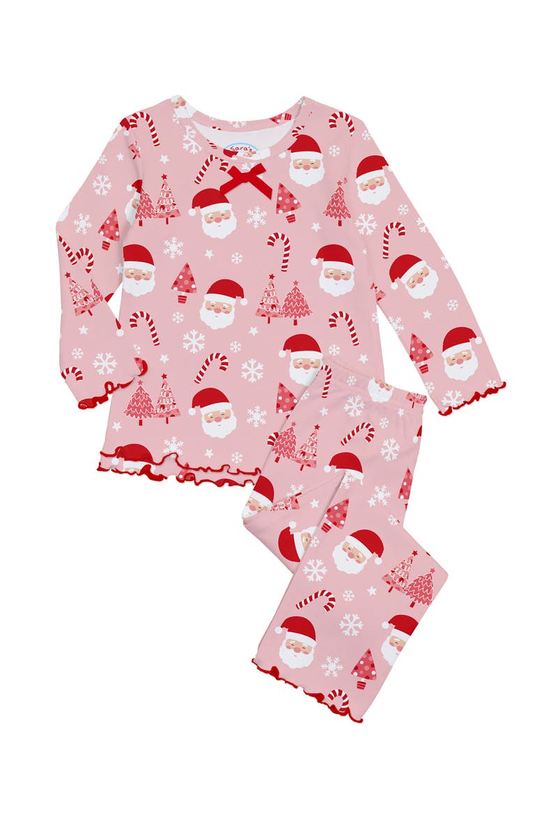 Loose Fit Ruffle PJ Set, Main, color, Pink Santa