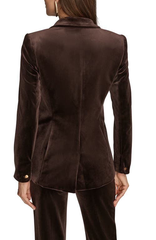 Donna Karan New York One-button Velvet Jacket In Brown